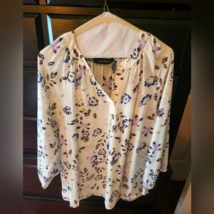 Ivanka Trump Floral Print Blouse - White and Purple